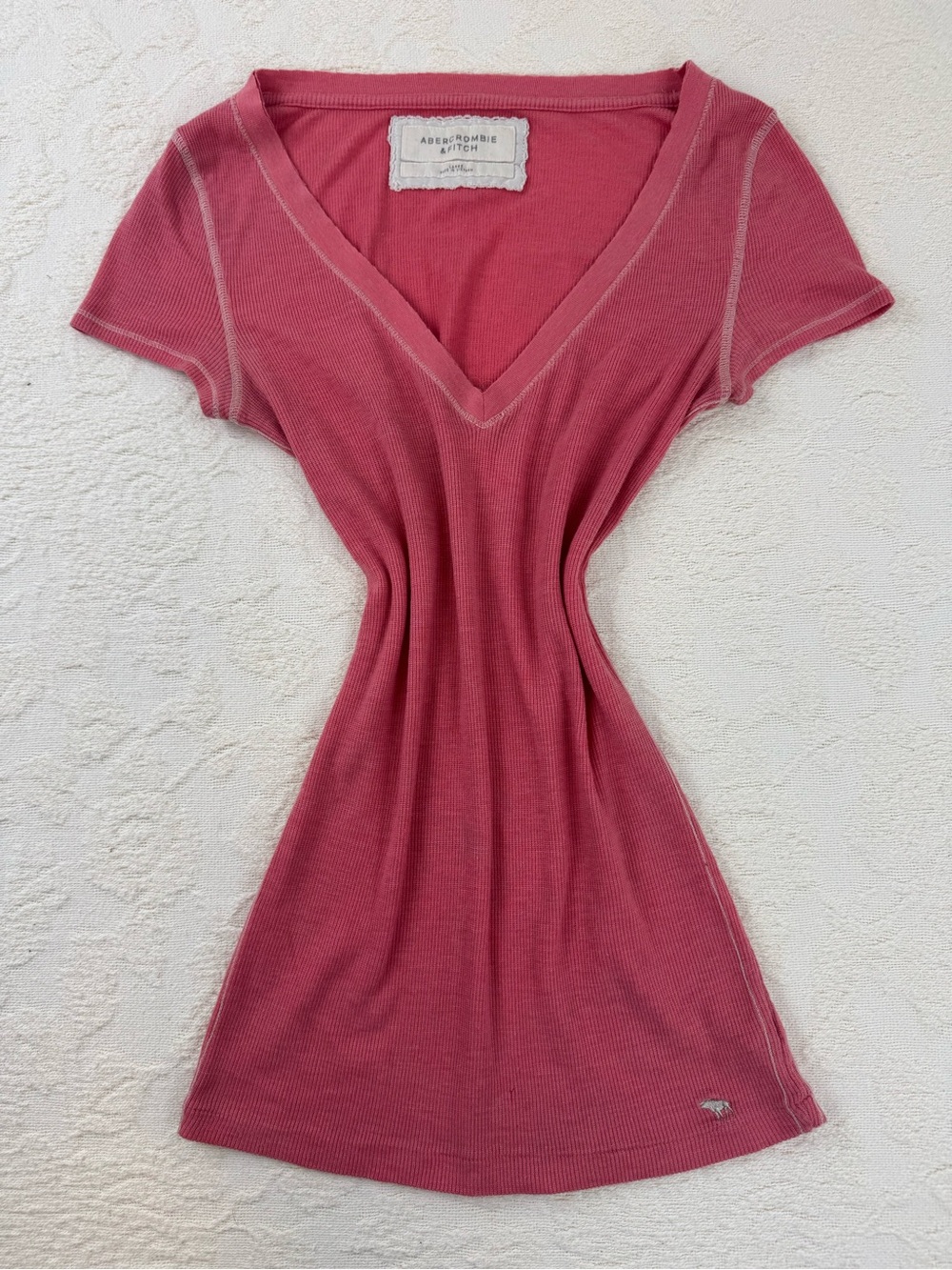 Vintage Y2K Abercrombie & Fitch Pink Ribbed Top - Large